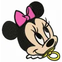Preview of Baby Minnie embroidery design featuring a cute Minnie Mouse motif for stitching on baby onesies and blankets.