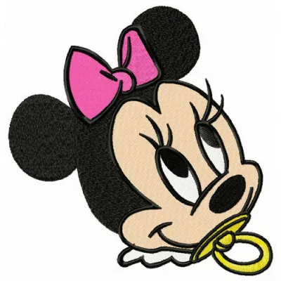 Preview of Baby Minnie embroidery design featuring a cute Minnie Mouse motif for stitching on baby onesies and blankets.