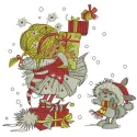 Preview of a Christmas post embroidery design featuring festive motifs for holiday stitching projects.