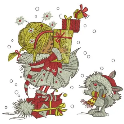 Preview of a Christmas post embroidery design featuring festive motifs for holiday stitching projects.