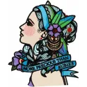 Preview of the 'More Precious Than Rubies' embroidery design featuring elegant lettering and floral accents.