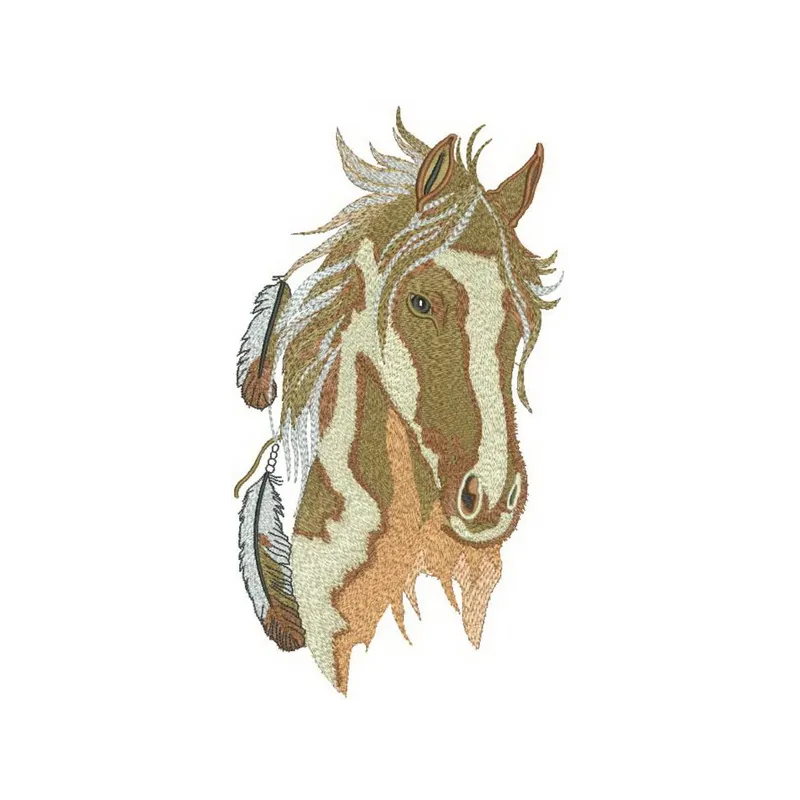 Wild horse 2 embroidery design showcasing a majestic horse motif, perfect for t-shirts and tote bags.