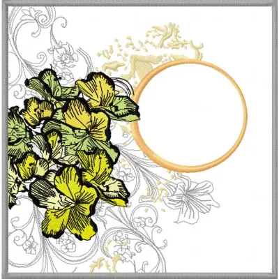 Floral invitation embroidery design showcasing intricate flower motifs ideal for personal projects and gifts.