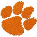 Clemson University logo embroidery design showcasing the iconic tiger paw motif for college sports enthusiasts.