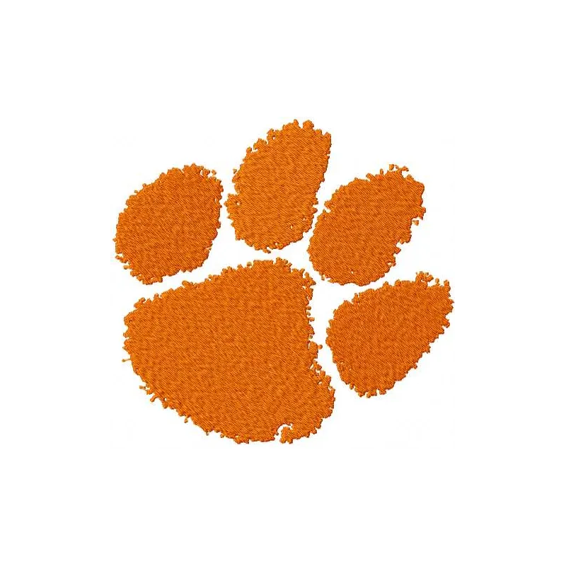 Clemson University logo embroidery design showcasing the iconic tiger paw motif for college sports enthusiasts.