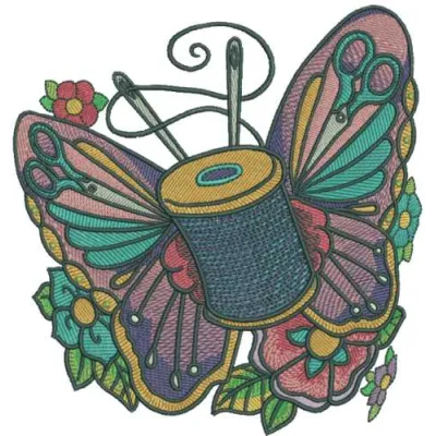 Vintage needlework set embroidery design showcasing intricate floral motifs for creative crafting projects.