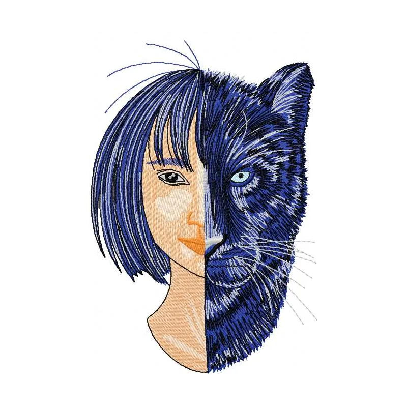 Mowgli and Bagheera embroidery design inspired by The Jungle Book, showcasing playful characters in a vibrant stitch pattern.