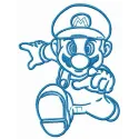 Embroidery design featuring Mario in a running pose, perfect for stitching on t-shirts and hoodies.