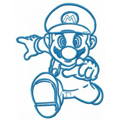 Embroidery design featuring Mario in a running pose, perfect for stitching on t-shirts and hoodies.