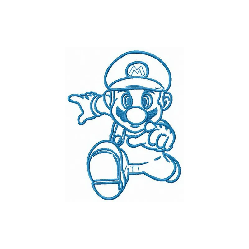 Embroidery design featuring Mario in a running pose, perfect for stitching on t-shirts and hoodies.