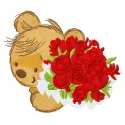 Embroidery design featuring a charming bouquet for a teddy bear, perfect for cozy projects.