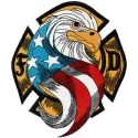USA Eagle Firefighter embroidery design showcasing a majestic eagle symbolizing bravery and patriotism.