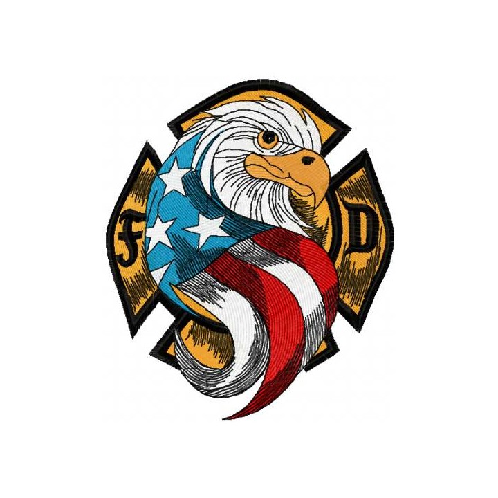 USA Eagle Firefighter embroidery design - Embroidery Design