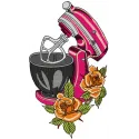Vintage kneading machine embroidery design, perfect for kitchen decor and cooking enthusiasts' projects.