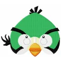 Preview of an Angry Bird green embroidery design, showcasing intricate stitching for fun projects.