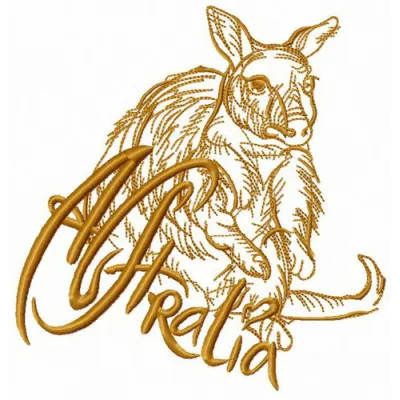 Kangaroo sketch embroidery design showcasing a detailed outline of a kangaroo for creative stitching projects.