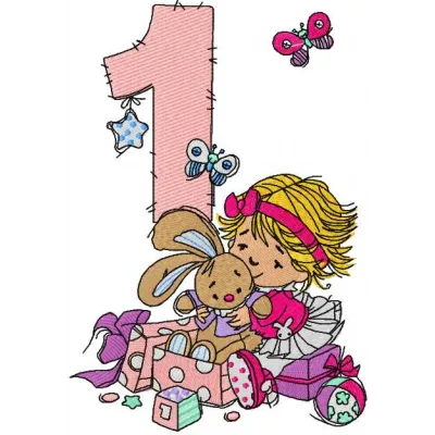 Embroidery design featuring 'First Year of My Life' for baby onesies and blankets.