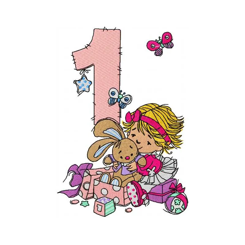 Embroidery design featuring 'First Year of My Life' for baby onesies and blankets.