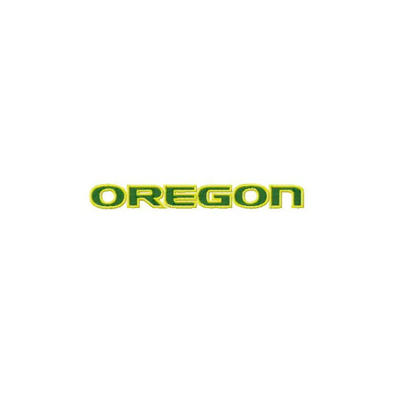 Oregon Ducks wordmark embroidery design for college sports, showcasing vibrant stitching patterns.