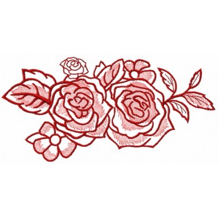 Two pink roses embroidery design - Embroidery Design