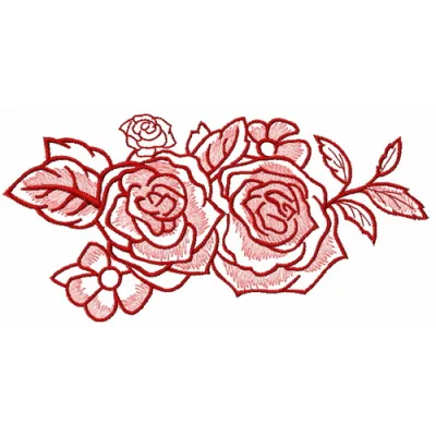 Embroidery design featuring two pink roses, showcasing floral stitching patterns for creative projects.