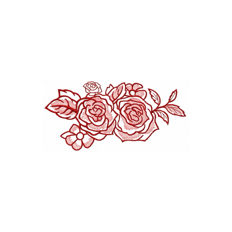 Embroidery design featuring two pink roses, showcasing floral stitching patterns for creative projects.