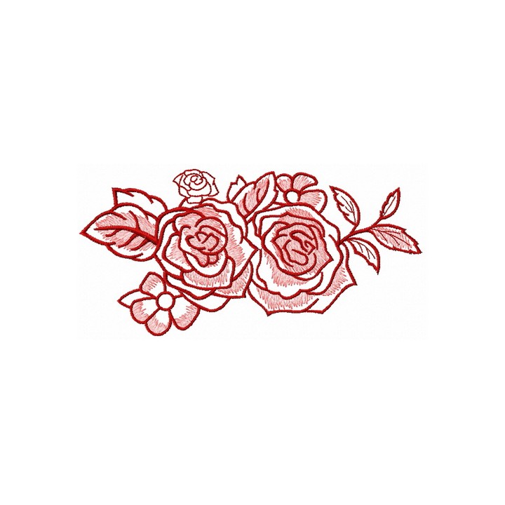 Two pink roses embroidery design - Embroidery Design