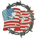 Preview of the Freedom Forever embroidery design featuring patriotic motifs for stitching on apparel and accessories.