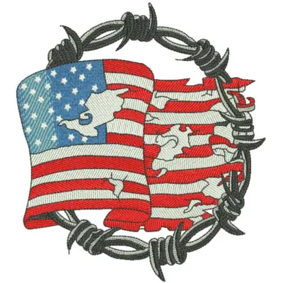 Preview of the Freedom Forever embroidery design featuring patriotic motifs for stitching on apparel and accessories.