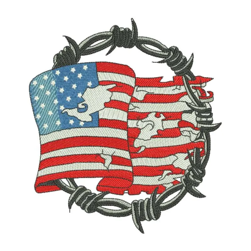 Preview of the Freedom Forever embroidery design featuring patriotic motifs for stitching on apparel and accessories.