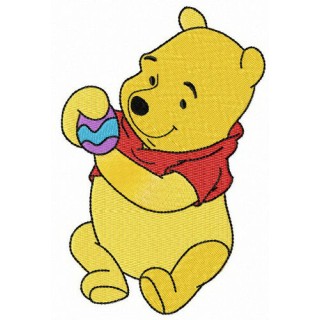 Winnie Pooh with Easter egg embroidery design - Embroidery Design