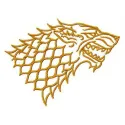 Embroidery design of the House Stark logo from Game of Thrones, showcasing intricate stitching patterns.