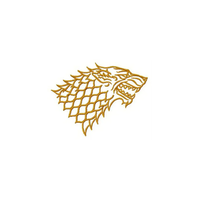 Embroidery design of the House Stark logo from Game of Thrones, showcasing intricate stitching patterns.