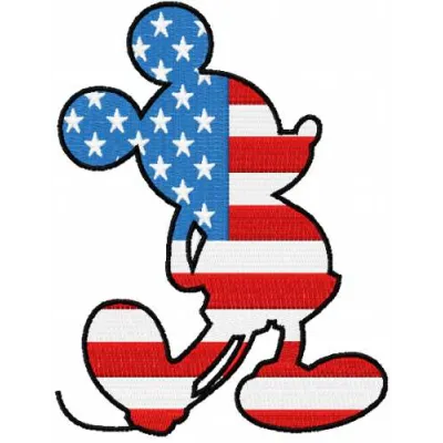 Preview of the Patriotic Mickey Mouse 3 embroidery design featuring a cheerful Mickey in a red, white, and blue theme.