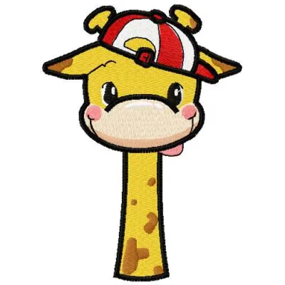 Funny giraffe boy embroidery design featuring a playful giraffe motif, ideal for baby clothing and accessories.
