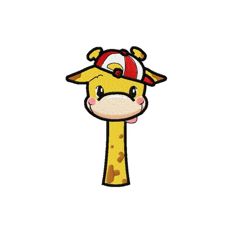 Funny giraffe boy embroidery design featuring a playful giraffe motif, ideal for baby clothing and accessories.