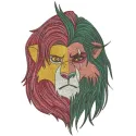 Two Lions embroidery design featuring a majestic lion duo, perfect for stitching on t-shirts or hoodies.