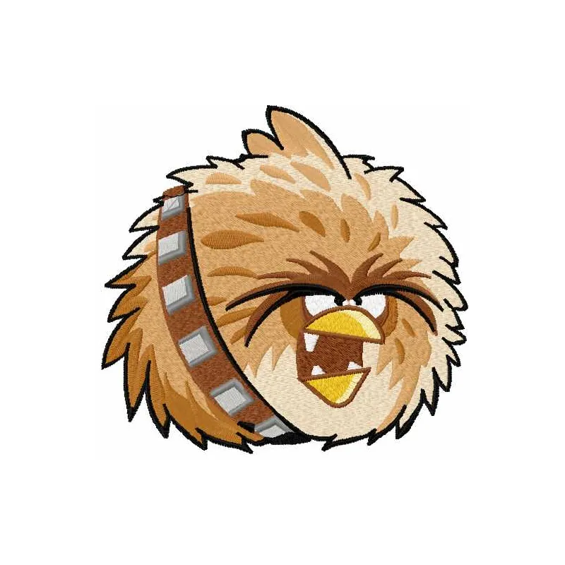 Embroidery design of an angry bird holding a weapon, perfect for creative stitching projects.