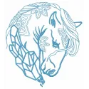 Sad crystal horse 2 embroidery design featuring a stylized horse with a crystal effect, ideal for various fabric projects.