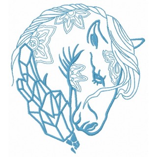 Sad crystal horse 2 embroidery design - Embroidery Design