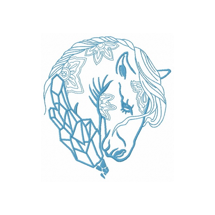 Sad crystal horse 2 embroidery design - Embroidery Design