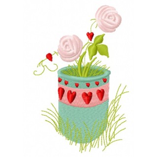 Flower pot embroidery design - Embroidery Design