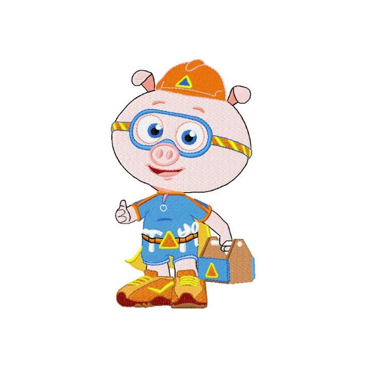 Alpha Pig embroidery design - Embroidery Design