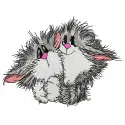 Fluffy pair 2 embroidery design featuring two playful cats, perfect for stitching on t-shirts or tote bags.