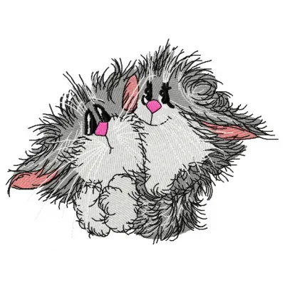 Fluffy pair 2 embroidery design featuring two playful cats, perfect for stitching on t-shirts or tote bags.