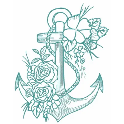 Romantic marine composition 2 embroidery design featuring nautical elements, perfect for stitching on apparel and home decor.