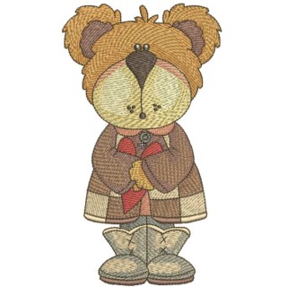 Teddy bear autumn love embroidery design - Embroidery Design