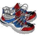 Preview of the Patriotic Cross Shoes embroidery design featuring an American theme, ideal for various fabric projects.