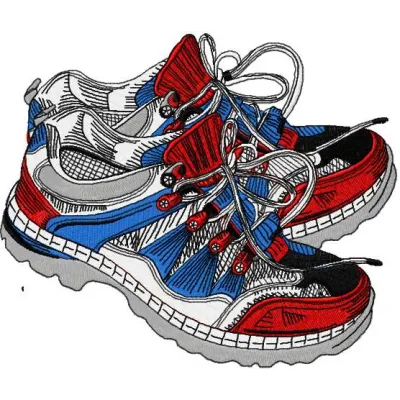 Preview of the Patriotic Cross Shoes embroidery design featuring an American theme, ideal for various fabric projects.