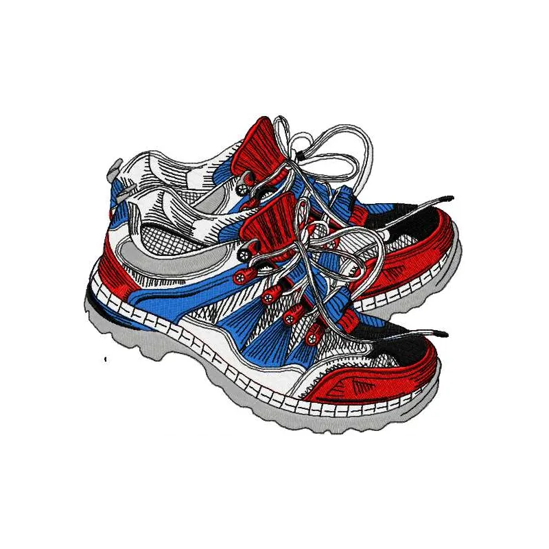 Preview of the Patriotic Cross Shoes embroidery design featuring an American theme, ideal for various fabric projects.